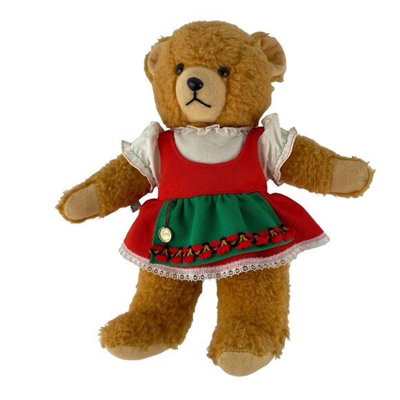 Hermann Teddy Original West Germany Vintage 14" Plush Girl Bear Heidi Dress - Picture 2 of 8
